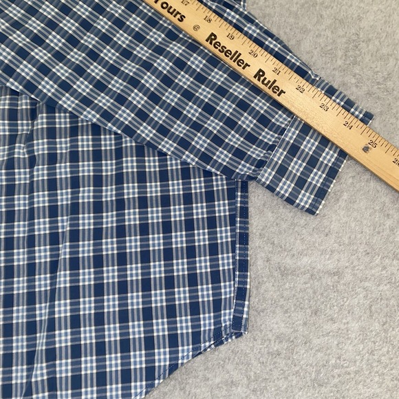 Eddie Bauer Men's L Button Down Shirt‎ Blue White Plaid Long Sleeve 100% Cotton - Picture 12 of 13